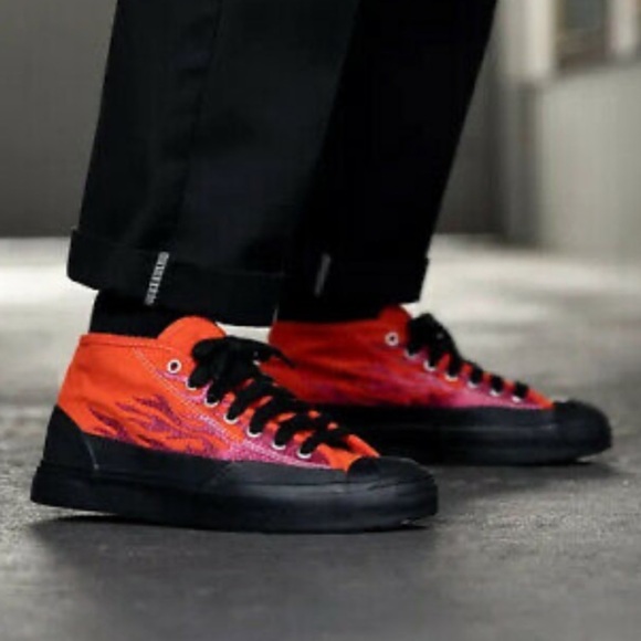 Converse x Jack Purcell Red ribbed flame sneakers 11 - Picture 1 of 15
